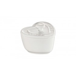 Mini Cocotte Cuore 8 cm Bianca Set di 2 in Ceramica