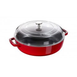 Saute Pan con Coperchio in Vetro 28 cm Rosso in Ghisa