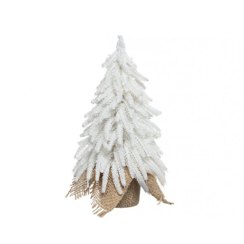 Albero Di Natale Kaemingk.Mini Albero Di Natale Innevato Con Glitter E Sacco In Juta 27 Cm