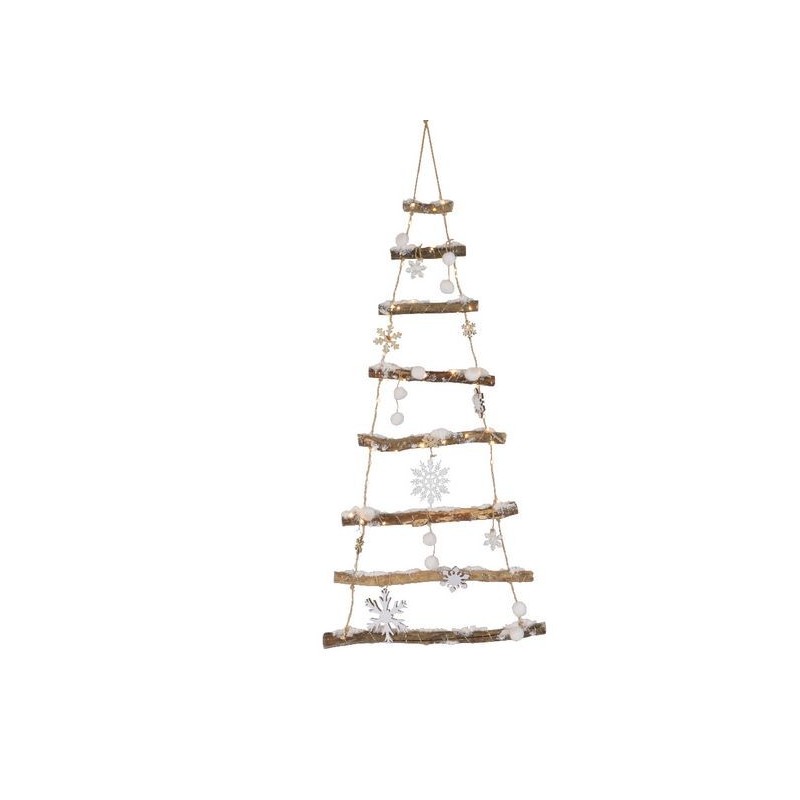 Albero Di Natale Stilizzato Con Neve E Luci Bianco Dim 2x45x100 Cm