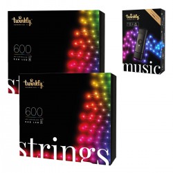 Twinkly STRINGS Luci di Natale Smart 1200 Led RGB II Generazione + Music Dongle Omaggio