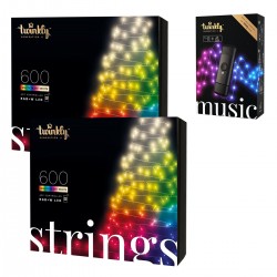 Twinkly STRINGS Luci di Natale Smart 1200 Led RGBW II Generazione + Music Dongle Omaggio
