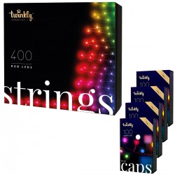 Twinkly STRINGS Luci di Natale Smart 400 Led RGB II Generazione + 400 MINI CAPS