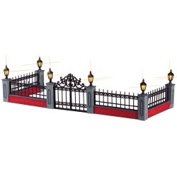 Lighted Wrought Iron Fence Set of 5 B/O 4.5V Cod. 54303