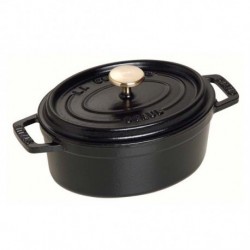 Ovale Cocotte 37 cm Schwarz aus Gusseisen