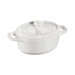 Ovale Mini-Cocotte 11 cm weiß aus Keramik
