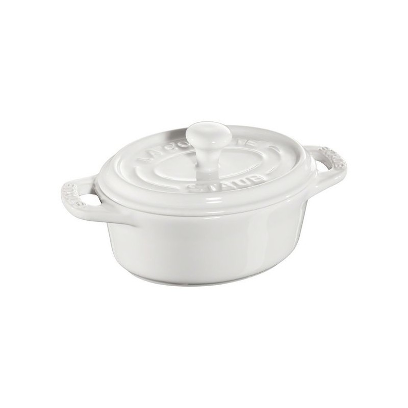 Ovale Mini-Cocotte 11 cm weiß aus Keramik
