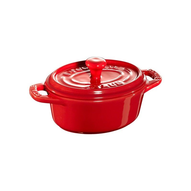 Ovale Mini-Cocotte 11 cm rot aus Keramik