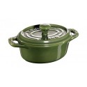 Oval Mini Cocotte 11 cm Basil Green in Ceramic