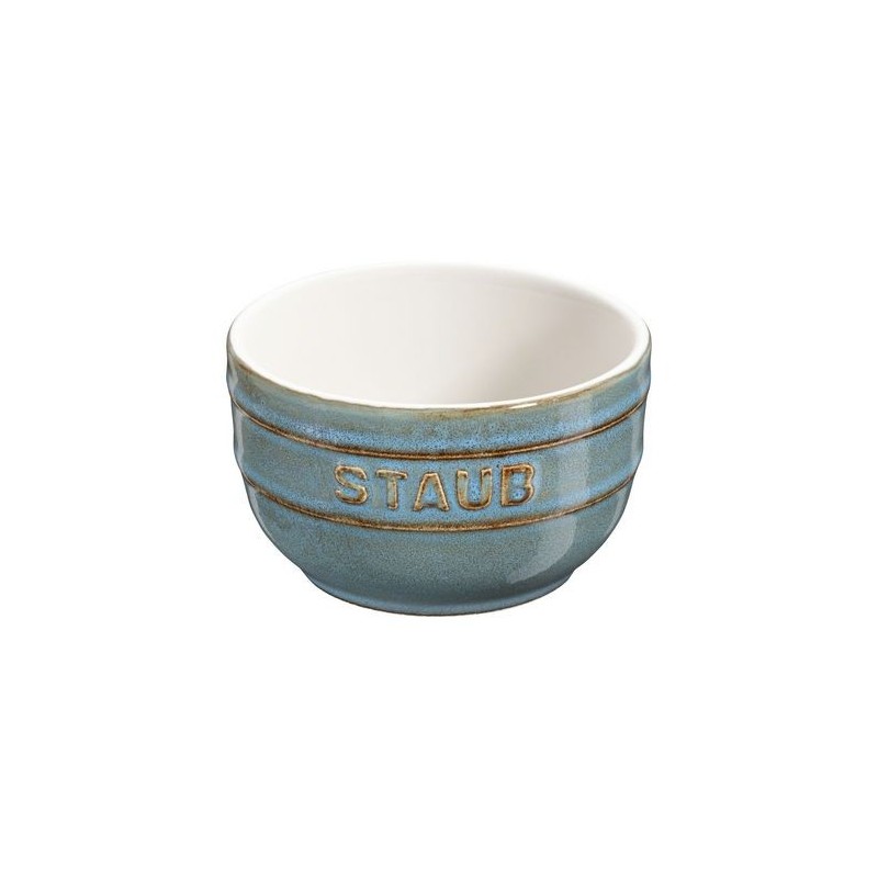 Auflaufförmchen, 8 cm, antike türkisfarbene Keramik