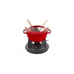 Gourmet-Fondue-Set 16 cm rot aus Gusseisen