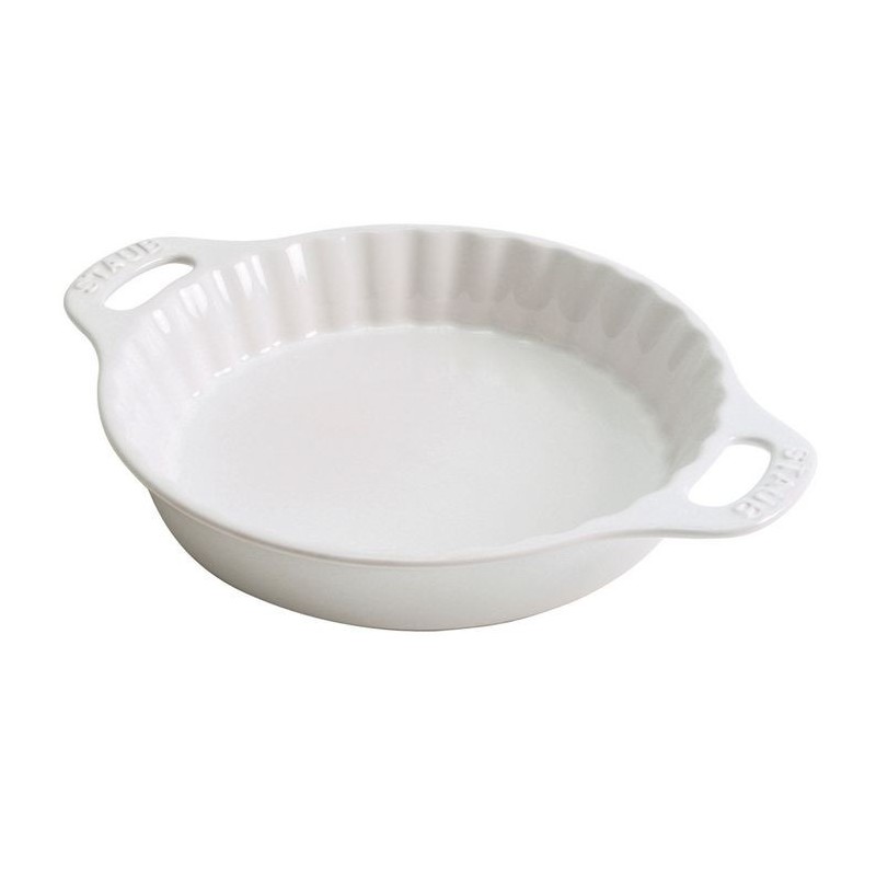 Runde Kuchenform aus weißer Keramik, 36 cm