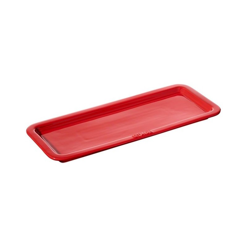 Serving Tray 36 x 14 cm Red in Ceramic