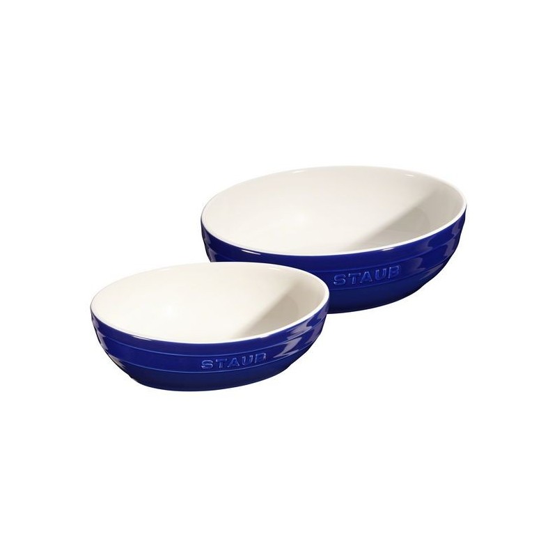 Set 2 Schüsseln 23 und 27 cm dunkelblau aus Keramik