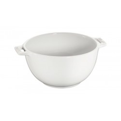 Weiße Keramik-Salatschüssel mit Griff, 18 cm