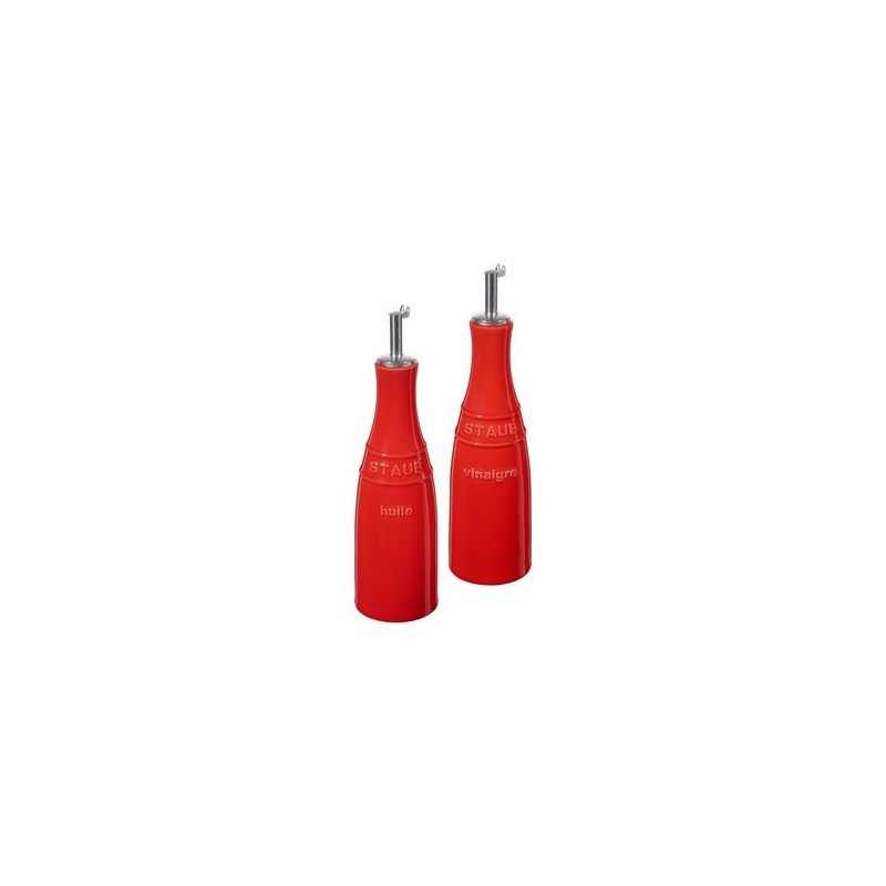 Oil and Vinegar Set 0.25 l Red in Ceramic
