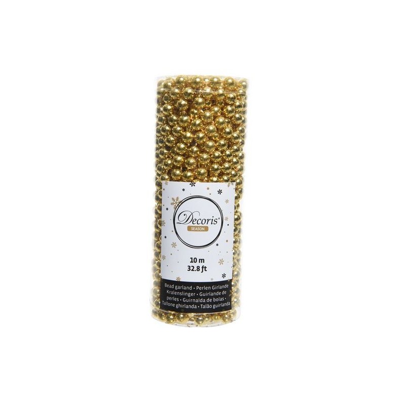 Girlande aus Perlen aus glänzendem Gold-Kunststoff, Abmessung 0,8 x 1000 cm