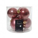 Glass balls to hang Velvet Pink dim 8 cm Box of 6