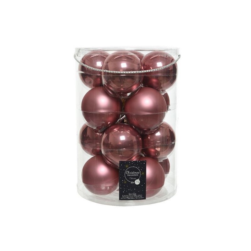 Glass balls to hang Velvet Pink dim 8 cm Box of 16