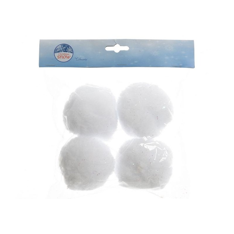 Schneekugeln Weiß, Abm. 8 cm, 4er-Box