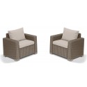 Keter 2 Sessel mit Armlehnen CALIFORNIA Cappuccino