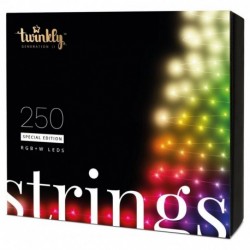 Twinkly STRINGS Intelligente Weihnachtsbeleuchtung, 250 LEDs, RGBW, II. Generation, schwarzes Kabel