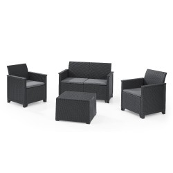 Keter Set 2 Sessel + Sofa + Couchtisch EMMA LOUNGE Graphit