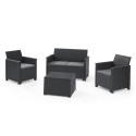 Keter Set 2 Sessel + Sofa + Couchtisch EMMA LOUNGE Graphit