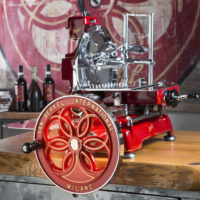 Berkel Flywheel Slicer Volano B114 Fiorato colour Red - Gold Decorations