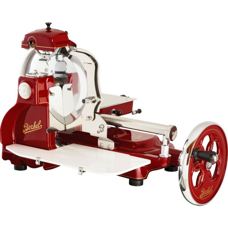 Berkel Volano-Aufschnittmaschine Fiorato B3 Farbe Rot - Golddekor Berkel Volano-Aufschnittmaschine Fiorato B3 Farbe Rot - Golddekor