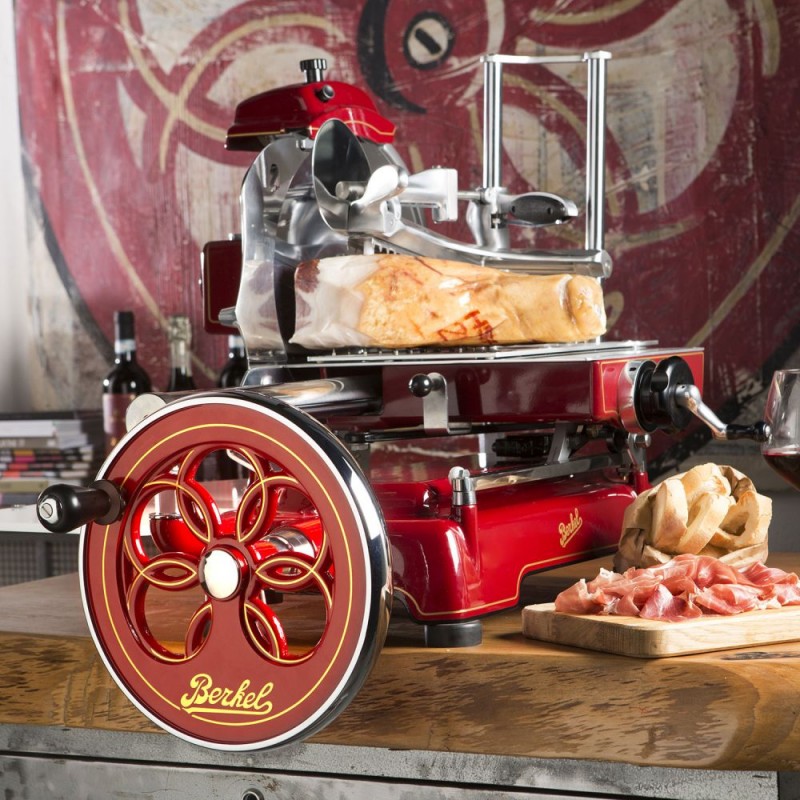 Berkel Volano-Aufschnittmaschine Fiorato B3 Farbe Rot - Golddekor Berkel Volano-Aufschnittmaschine Fiorato B3 Farbe Rot - Golddekor