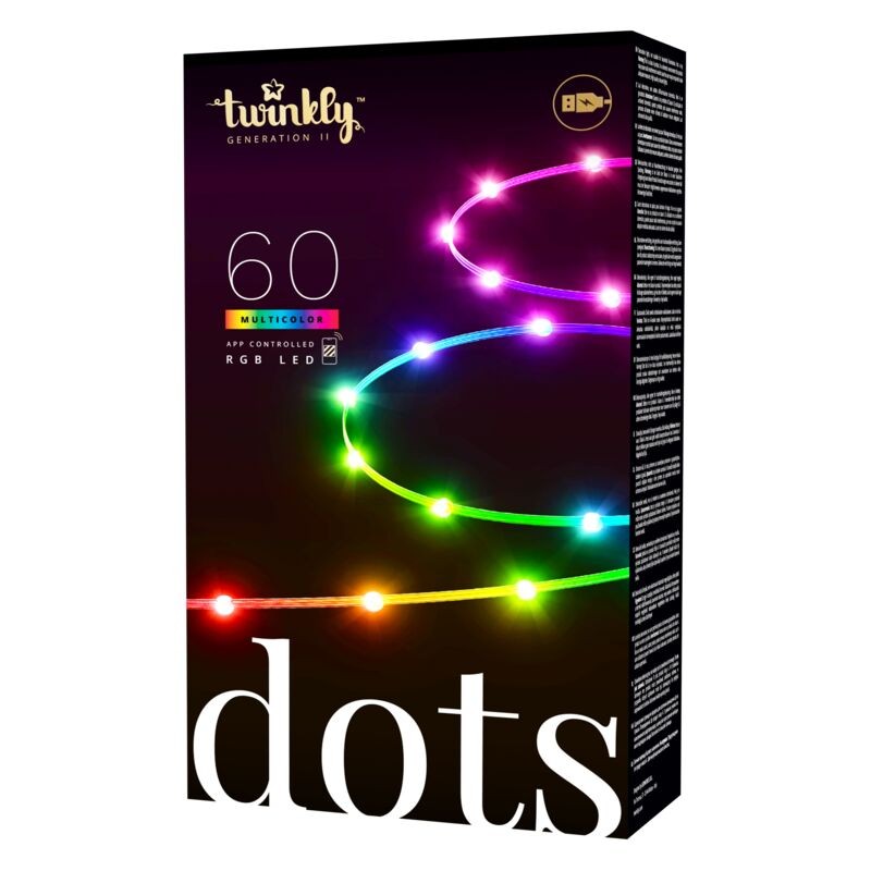 Twinkly DOTS Strip 3 m 60 LED RGB USB BT + WiFi Transparentes Kabel