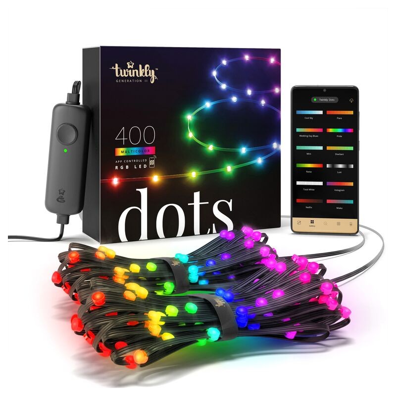 Twinkly DOTS Strip 20 m 400 Led RGB BT + WiFi Schwarzes Kabel