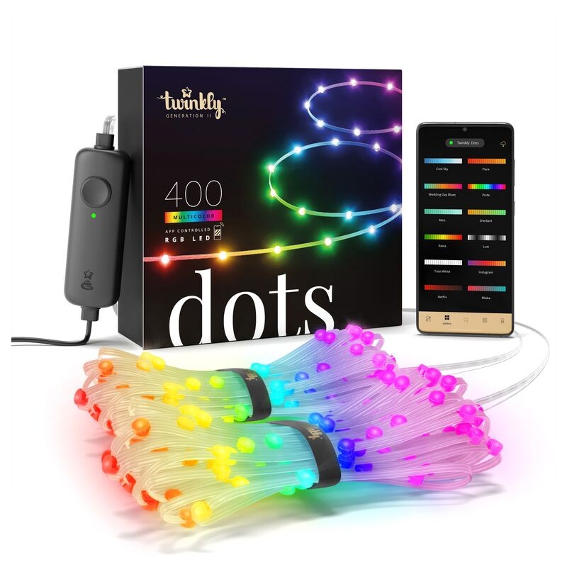 Twinkly DOTS Strip 20 m 400 LED RGB BT + WiFi Transparentes Kabel