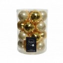 Glas-Weihnachtskugeln zum Aufhängen, 6 cm, Gold und Perle. 20. September