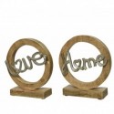 Wooden ornament with Love or Home writing 19 cm. Single piece
