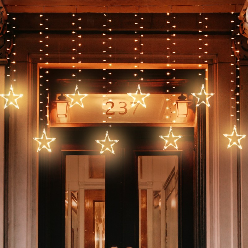 Eiscluster-Licht 500 x H105 cm mit 20 Sternen, 620 warmweißen LEDs