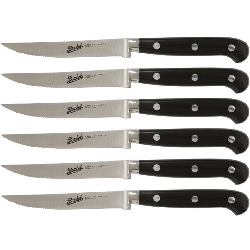 Berkel 6-teiliges Steakmesserset Adhoc Schwarz mit Wellenschliffklinge Berkel 6-teiliges Steakmesserset Adhoc Schwarz mit Wellenschliffklinge