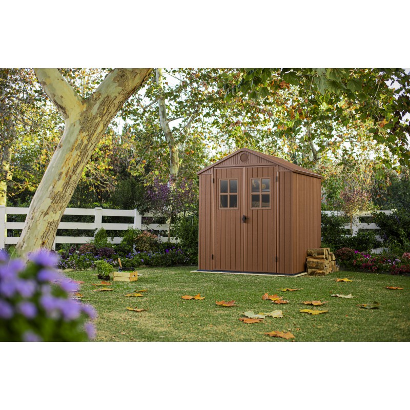 Keter Resin Garden Shed DARWIN 6x6 Wood with Front Windows