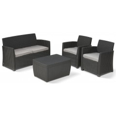 Keter Set Lounge MIA Grafite Sofa + 2 Sessel + Aufbewahrungstisch