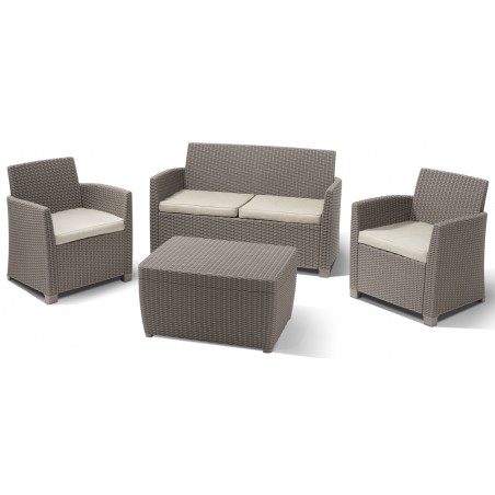 Keter Set Lounge MIA Cappuccino Sofa + 2 Sessel + Aufbewahrungstisch