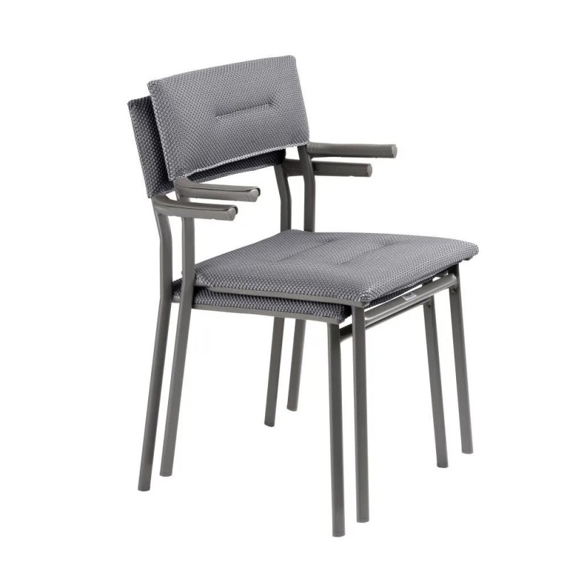 Stapelbarer Stuhl mit Armlehnen ORON LaFuma LFM5273 Silber