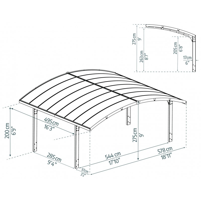 Canopia Arizona Breeze Carport doppio aus Aluminium 6x5 m Canopia Arizona Breeze Carport doppio aus Aluminium 6x5 m