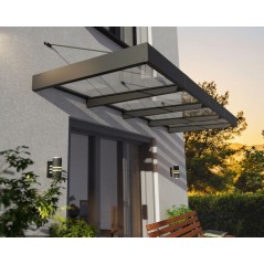Canopia Sophia XL Door Awning 379x140x67 cm - Grey Frame, Transparent Panel