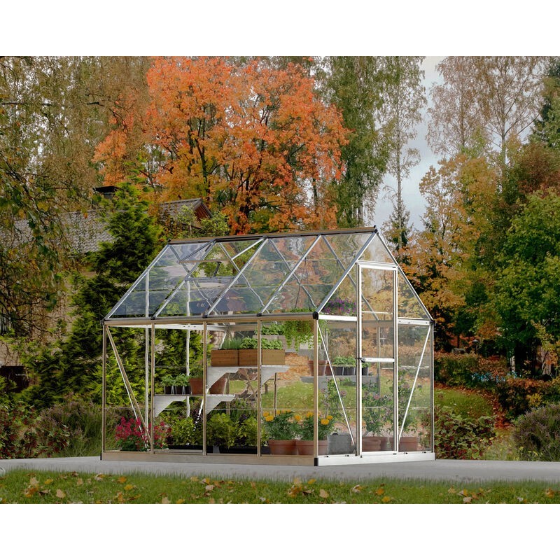 Canopia Harmony Transparentes Gartengewächshaus aus Polycarbonat, 247 x 185 x 208 cm, silberfarben