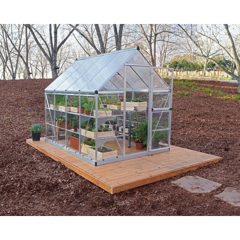 Canopia Hybrid-Gartengewächshaus aus Polycarbonat, 247 x 185 x 208 cm, silberfarben