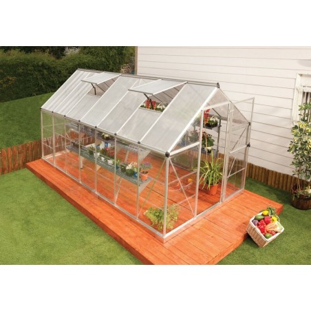 Canopia Hybrid Gartengewächshaus aus Polycarbonat 426x185x208 cm Silber
