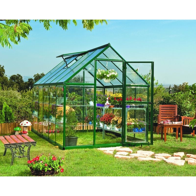 Canopia Hybrid-Gartengewächshaus aus Polycarbonat, 306 x 185 x 208 cm, grün