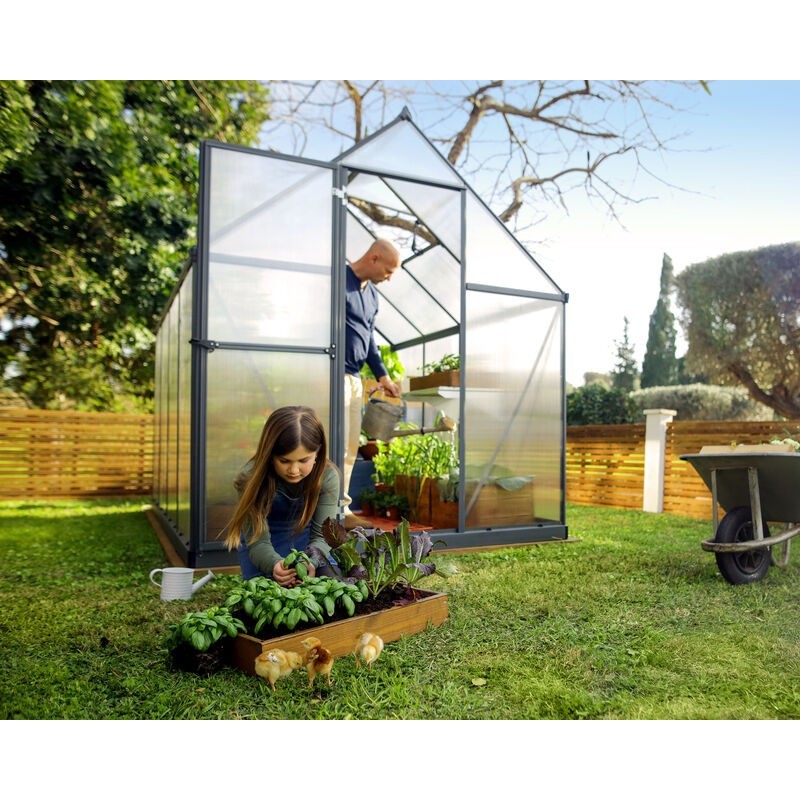 Canopia Hybrid-Gartengewächshaus aus Polycarbonat, 426 x 185 x 208 cm, grün