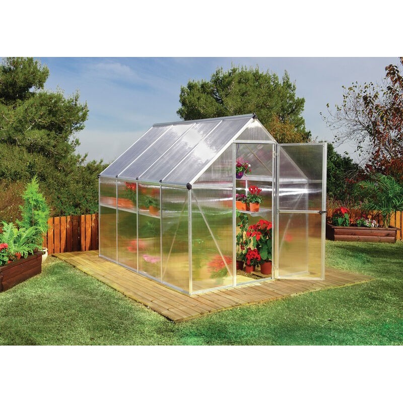 Canopia Mythos Doppelsteg-Gartengewächshaus aus Polycarbonat 247x185x208 cm Silber Canopia Mythos Doppelsteg-Gartengewächshaus aus Polycarbonat 247x185x208 cm Silber